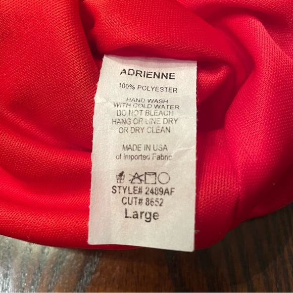 NWT Adrienne Red Ruched Sleeves V-Neck Top | Size Large - Picture 5 of 15
